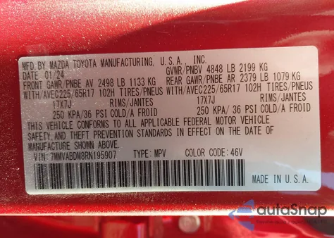 2024 Mazda Cx-50 2.5 S Premium z USA, uszkodzony, nr VIN 7MMVABDM8RN195907